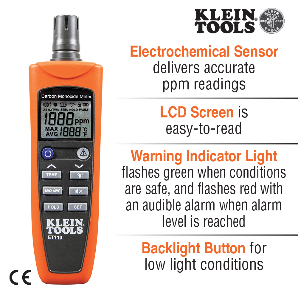 Klein Tools Carbon Monoxide Meter from Columbia Safety